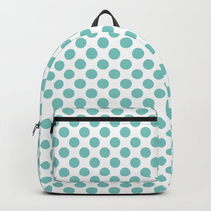 Polka dots - white and turquoise Backpack by Wackapacka | Society6
