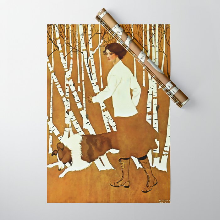 Coles Phillips ‘Fadeaway Girl’ A Walk in the Woods Wrapping Paper by