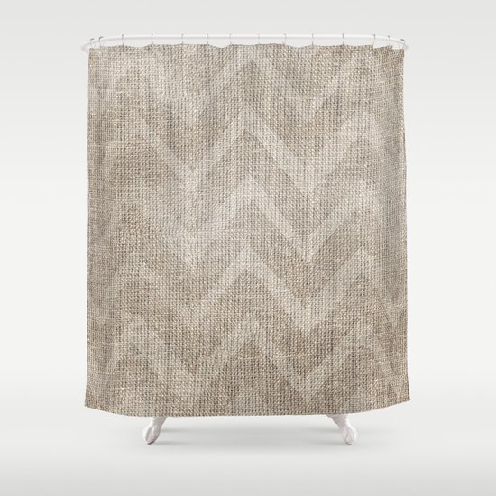 Chevron Burlap Shower Curtain