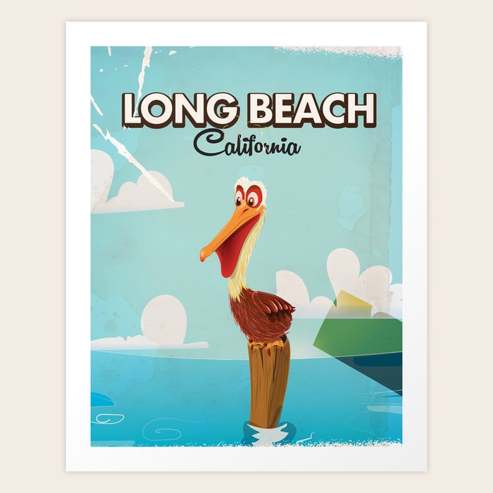 Long Beach California Vintage Travel Poster Art Print by Nicks Emporium