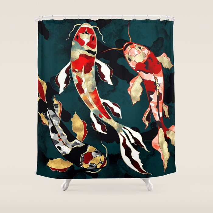 Metallic Koi Shower Curtain by SpaceFrogDesigns Society6