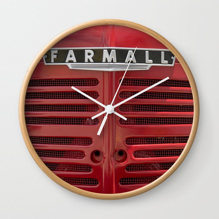 Vintage Farmall M Grill Antique Red Tractor Wall Clock by Enzwell