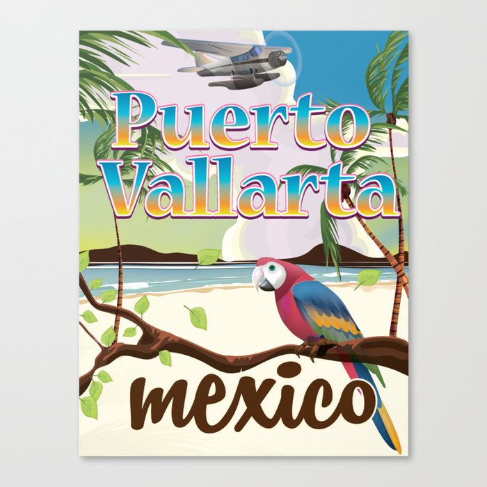 Puerto Vallarta Mexico travel poster Canvas Print by Nicks Emporium