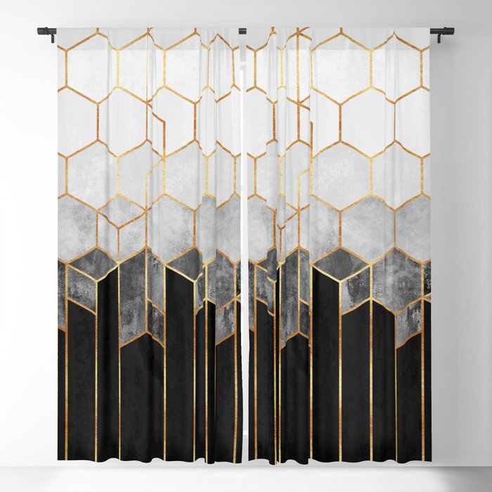 Charcoal Hexagons Blackout Curtain by Elisabeth Fredriksson | Society6