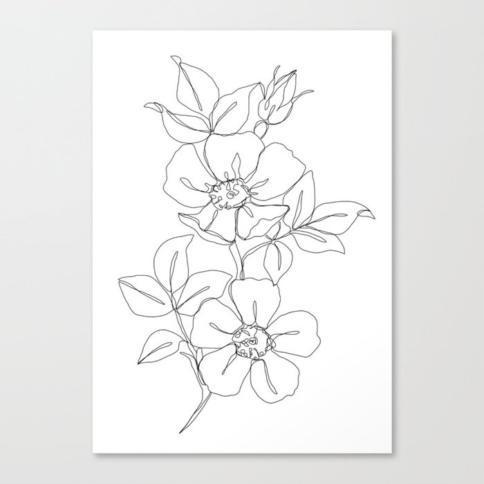 Floral one line drawing - Rose Canvas Print by ...