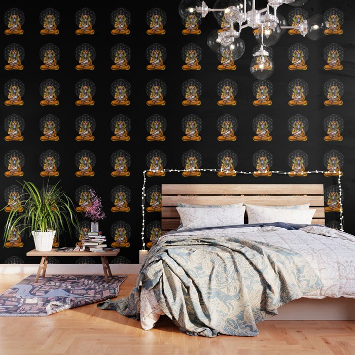 Zen Yoga Egyptian Pharaoh Tutankhamun Meditation Wallpaper by Nikolay