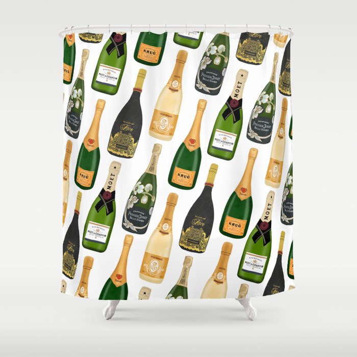 Champagne Bottles Shower Curtain by lindseykaynichols Society6