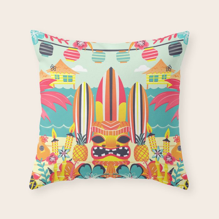 Tiki Throw Pillow by Claire Lordon Society6