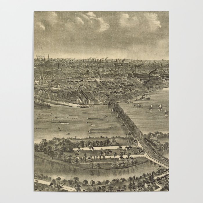 Vintage Pictorial Map of Trenton NJ (1900) Poster by BravuraMedia