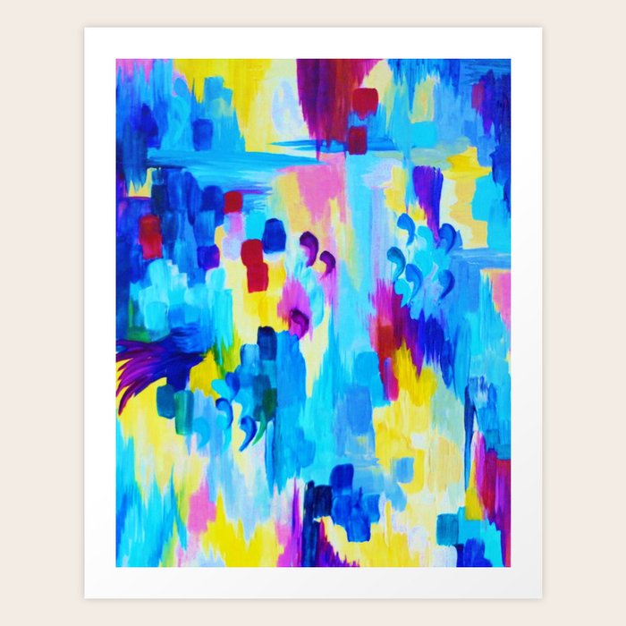 DONT QUOTE ME, Revisited Bold Colorful Blue Pink Abstract Acrylic