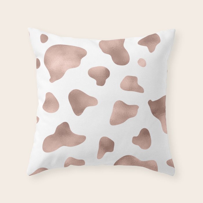 Rose gold cow print Throw Pillow by peggieprints Society6