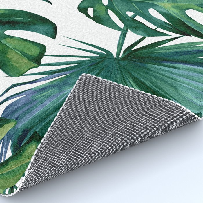 Classic Palm Leaves Tropical Jungle Green Rug by followmeinstead Society6