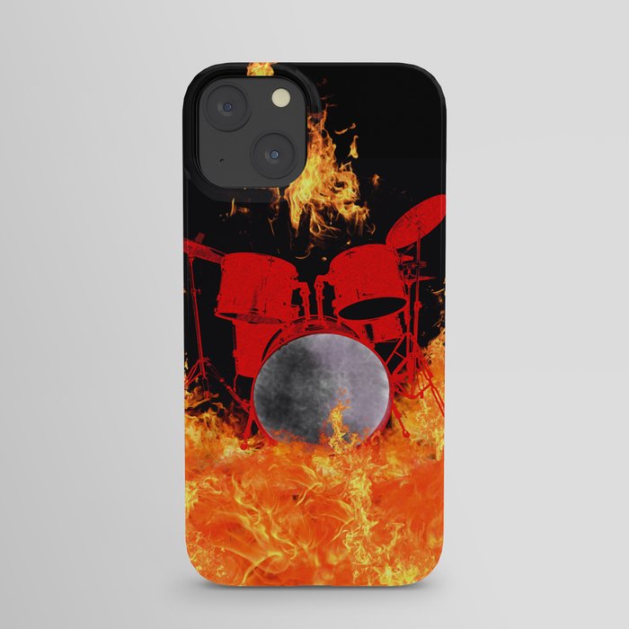 Flaming Red Drum Set iPhone Case by tastoffelarts@gmail.com | Society6