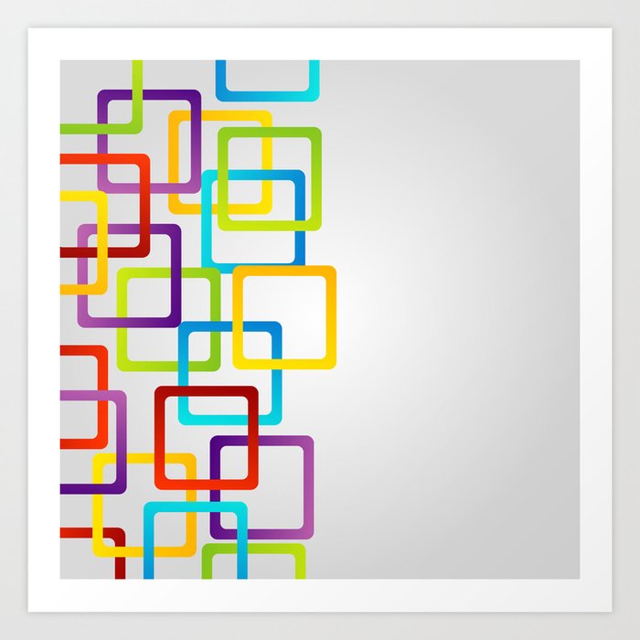 Rounded edge squares in multiple colors Art Print by Shawlin Society6