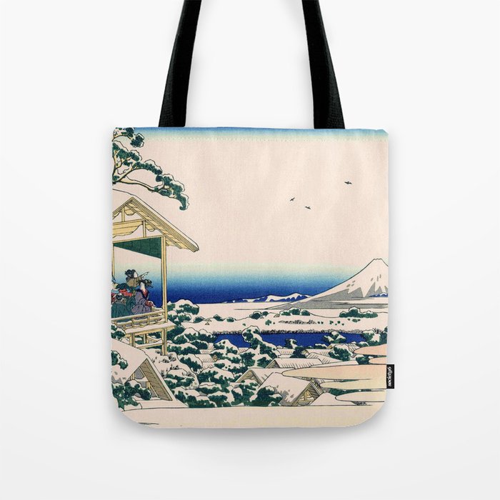 Hokusai 36 views of the Fuji 24 Tea house at Koishikawa Tote Bag by