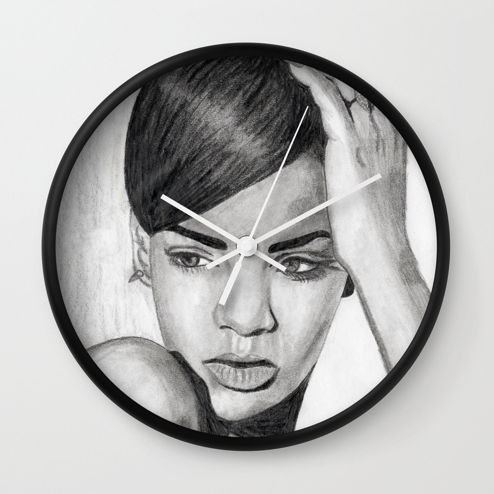 Rihanna Pencil Sketch Wall Clock By Karenweber Society6