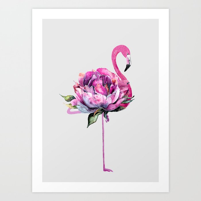 Flower Flamingo Art Print by Nadja Society6