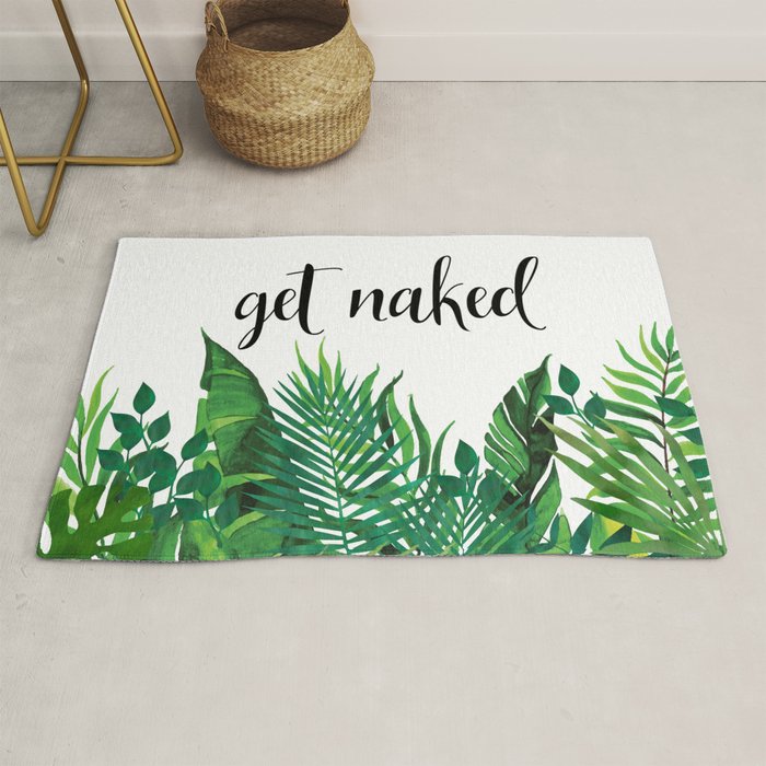 Get Naked, Meme, Tropical, Fun Bathroom Art Rug by Megan Morris | Society6