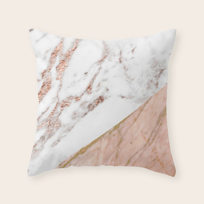 Marble rose gold blended Throw Pillow by marbleco Society6