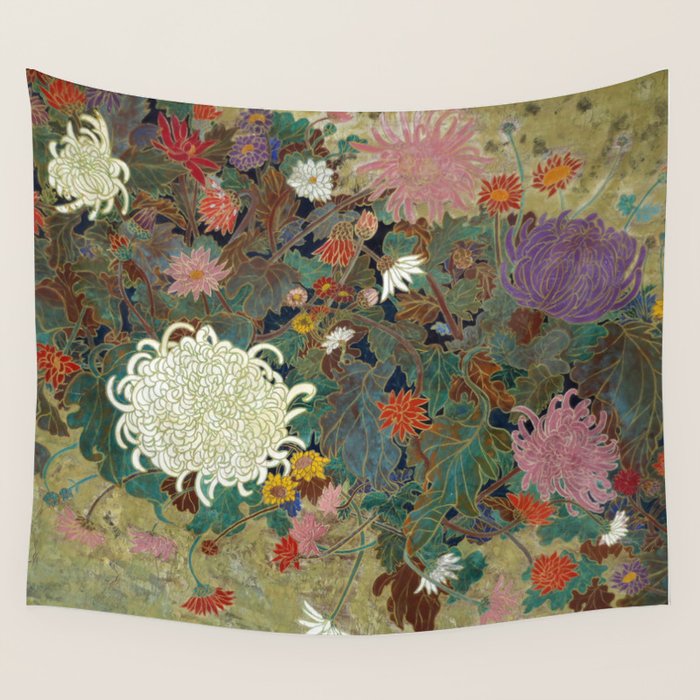 flower【Japanese painting】 Wall Tapestry by soozai Society6