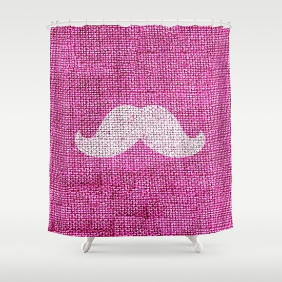 Mustache Burlap Shower Curtain