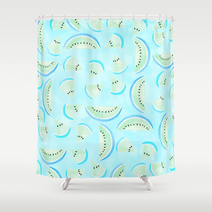 Summertime Aqua Blue Shower Curtain by Lisa Argyropoulos Society6