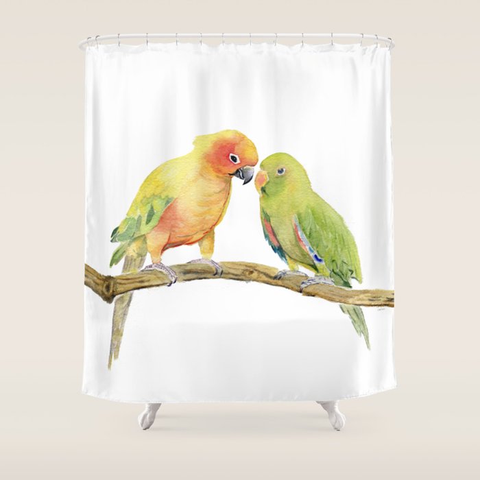 Parakeet Friendship Shower Curtain by Melly Terpening Society6