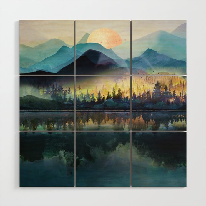 Mountain Lake Under Sunrise Wood Wall Art by nadja1 Society6