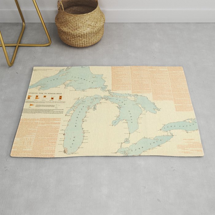 Vintage Great Lakes Shipwreck Map (1894) Rug by BravuraMedia Society6