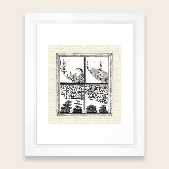 Snowed In Bonsai Vintage Pen And Pencil Drawing Framed Art Print By Alpineseasidelandscapes Society6