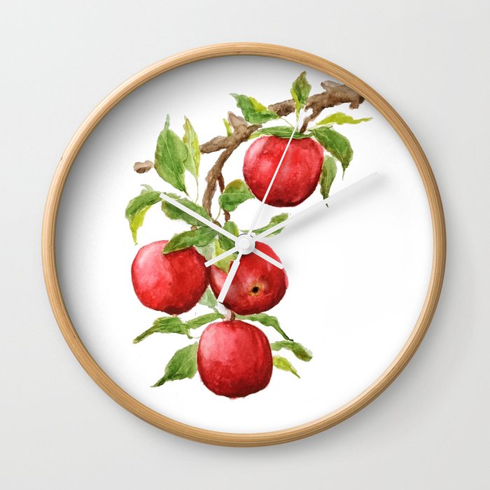 red apple Wall Clock by Color and Color Society6