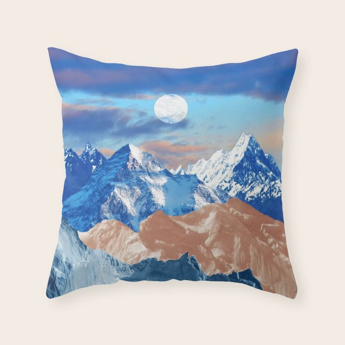 Creamy mountains Throw Pillow