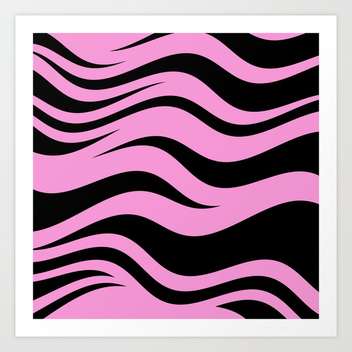 Black On Pink Zebra Stripes Art Print