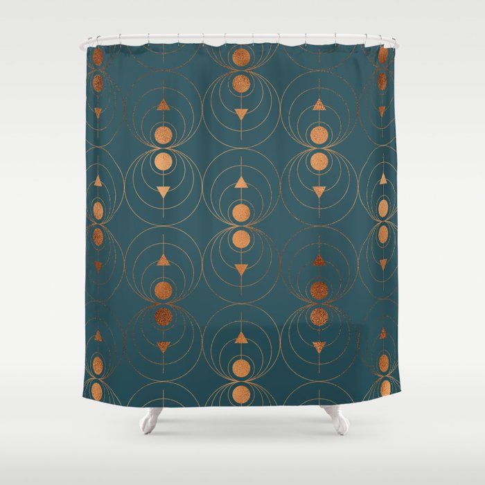 Copper Art Deco on Emerald Shower Curtain by Better HOME | Society6