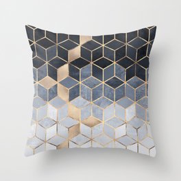 Throw Pillows Society6 Soft Blue Grant Cubes Throw Pillow