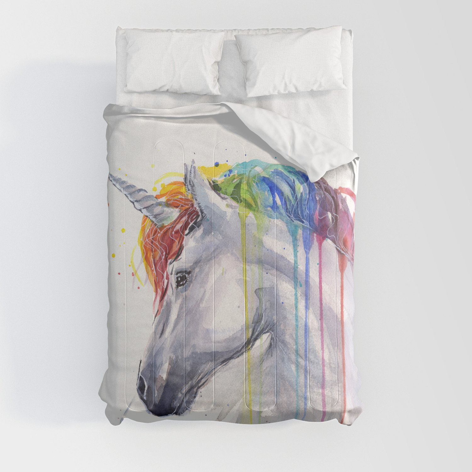 Download Rainbow Unicorn Watercolor Comforters By Olechka Society6