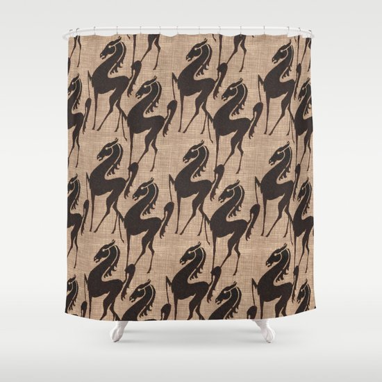 Burlap Horses Shower Curtain