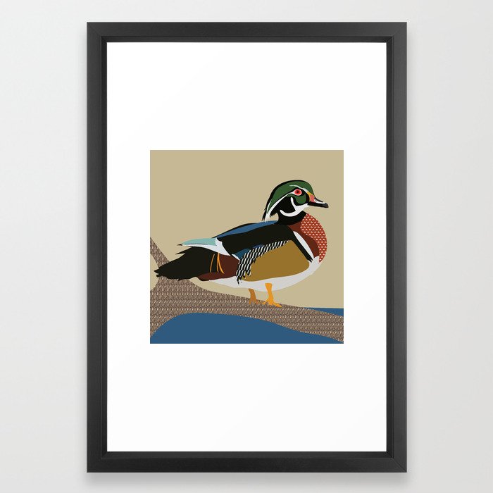 Wood Duck Framed Art Print by vanillabeandesigns | Society6