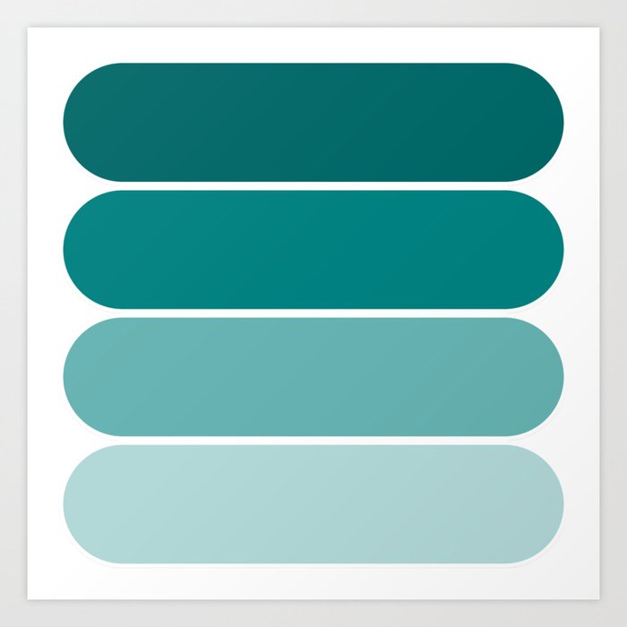 70s color palette - teal retro color scheme curved oval shape Art Print ...
