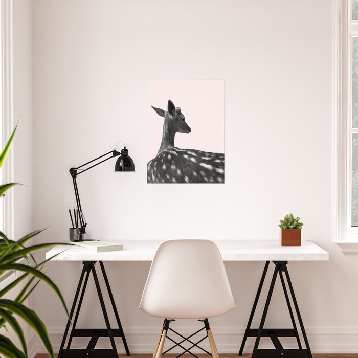 Society6 Poster Deer on pink background by ARTbyJWP