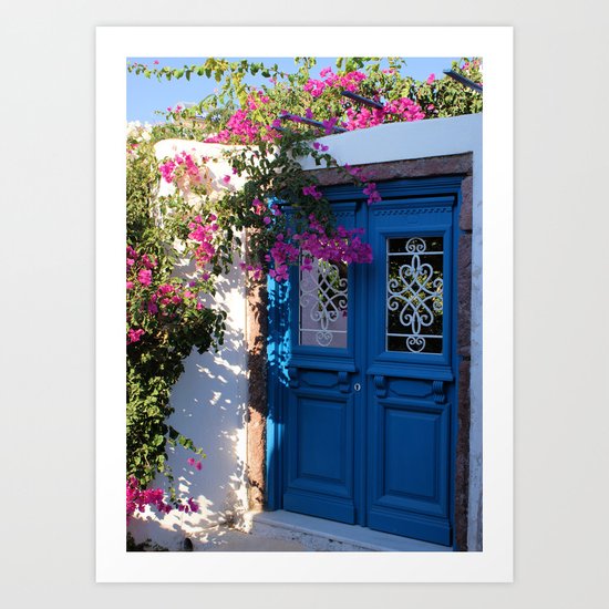 Greek Santorini Doors Art Print by brianraggatt | Society6