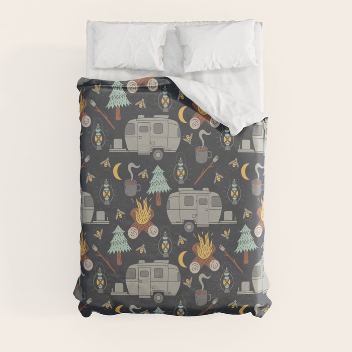 Airstream Camping Duvet Cover by musingtreedesigns Society6