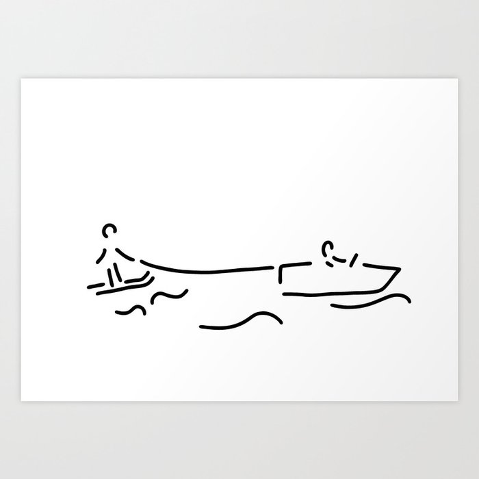 water-ski boat waterski Art Print by Lineamentum | Society6