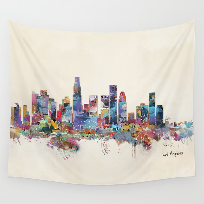 los angeles california skyline Wall Tapestry by bri.buckley  Society6