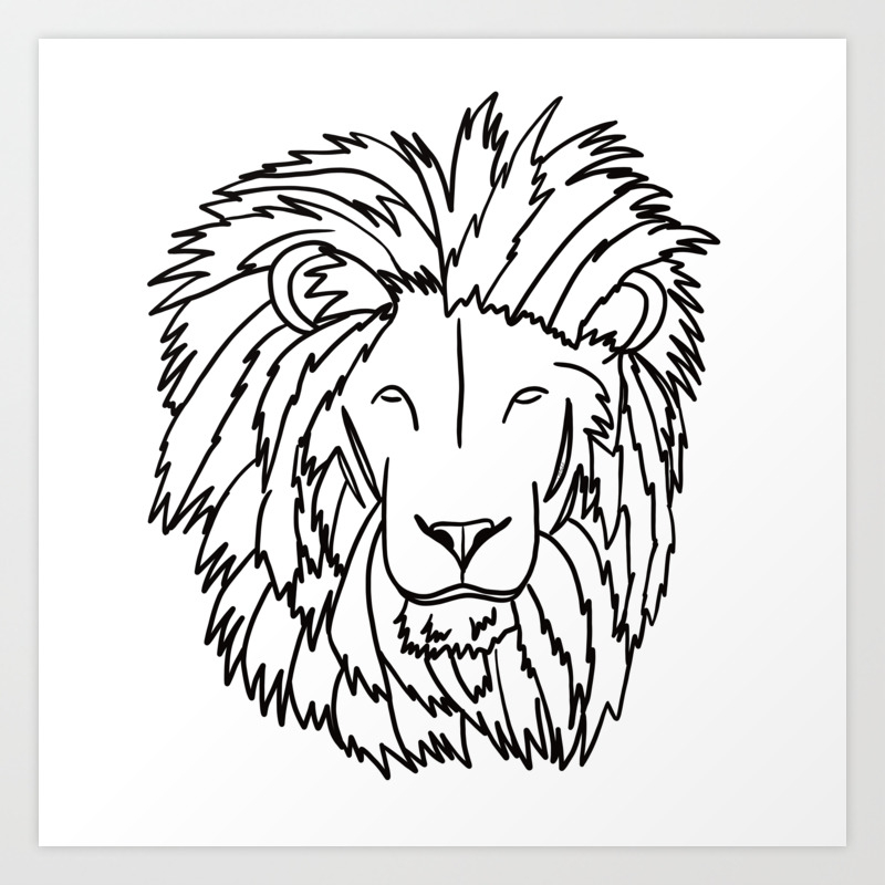 Lion Head In Black And White Line Drawing Art Print By Melindatodd Society6