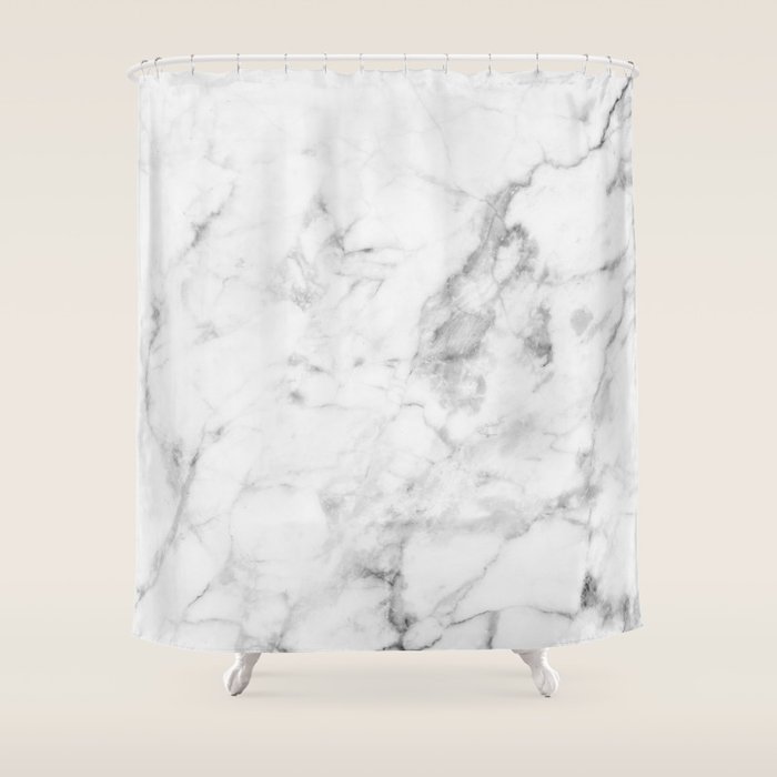White Marble Shower Curtain by Modern Home Society6