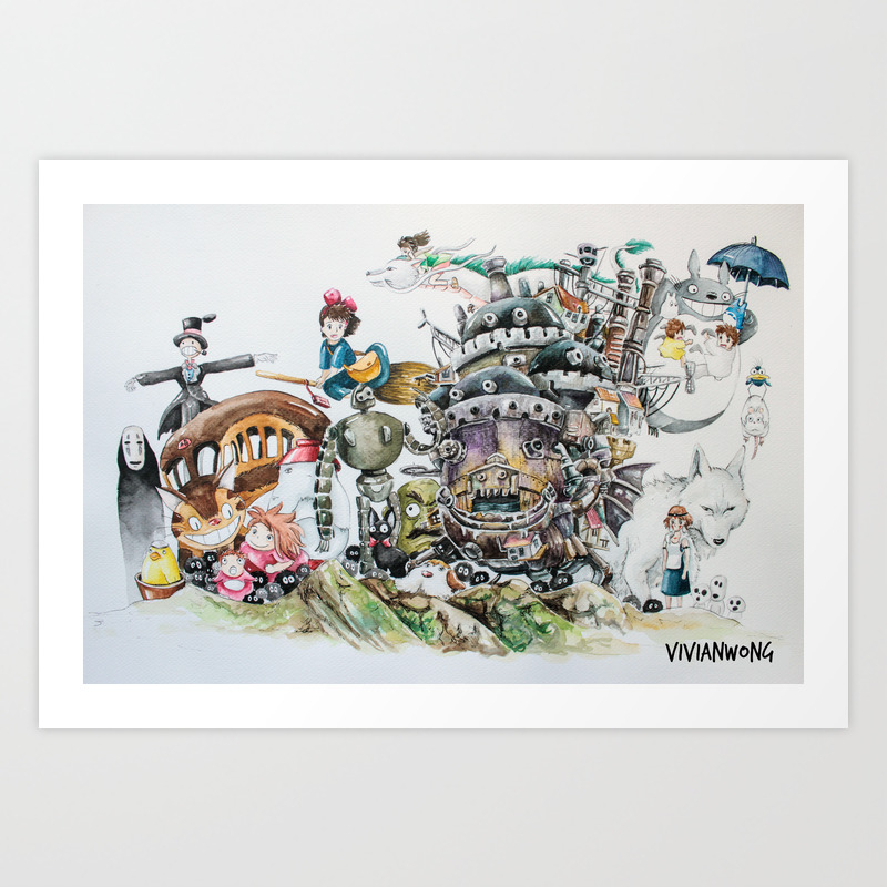 Studio Ghibli Ultimate Watercolour Painting (with all the characters and  movies) Art Print by vivianhitsugaya | Society6