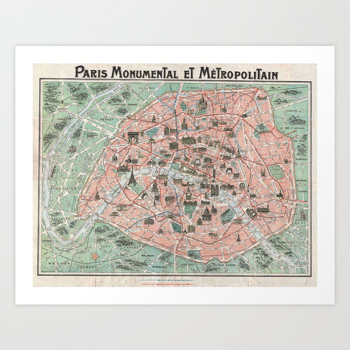 Map Of Paris France Prints 