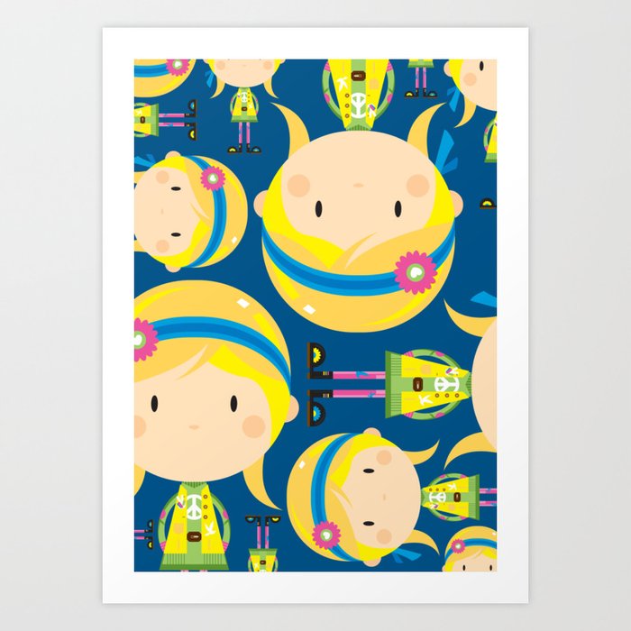 Cartoon Sixties Flower Power Hippie Art Print By Markmurphycreative Society6