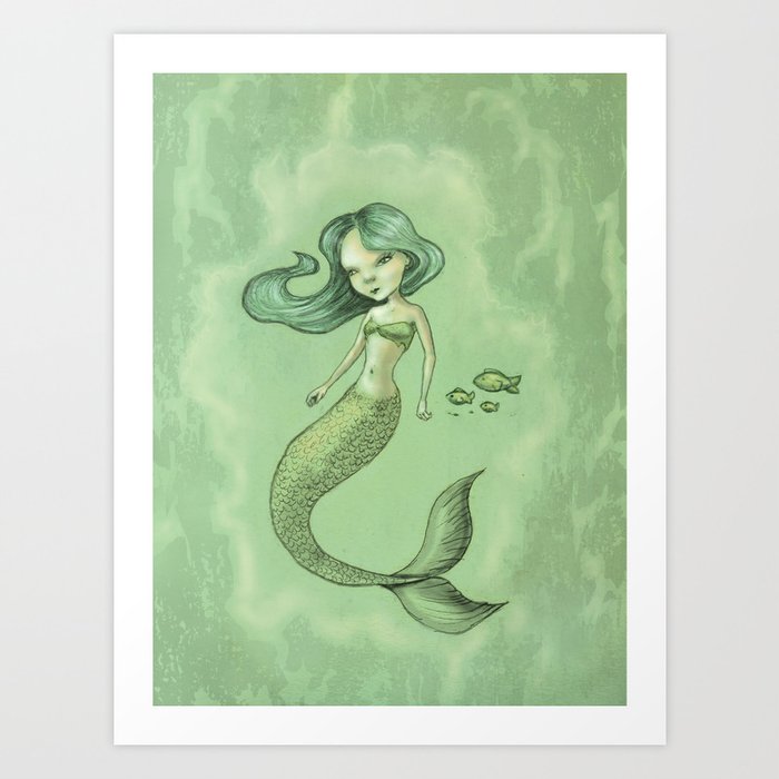Sweet Little Mermaid Fairy Tale Art Print by diana levin art | Society6